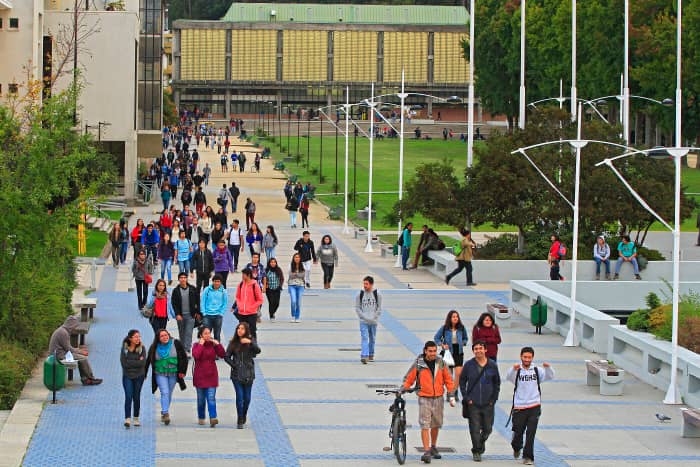 Estudiantes caminando por el campus udec